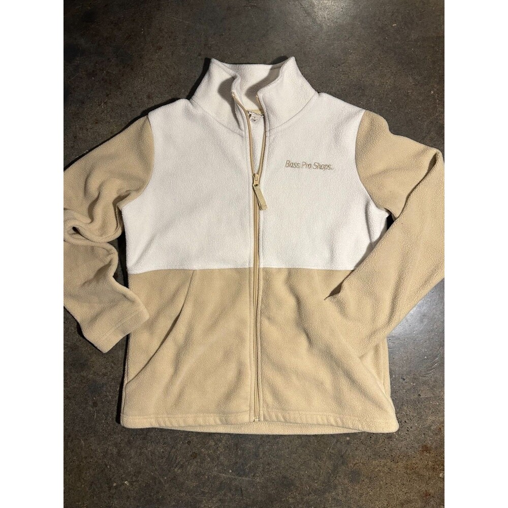 Bass Pro Shops Fleece Women's Jacket Small Colorblock Cream Beige Full Zip